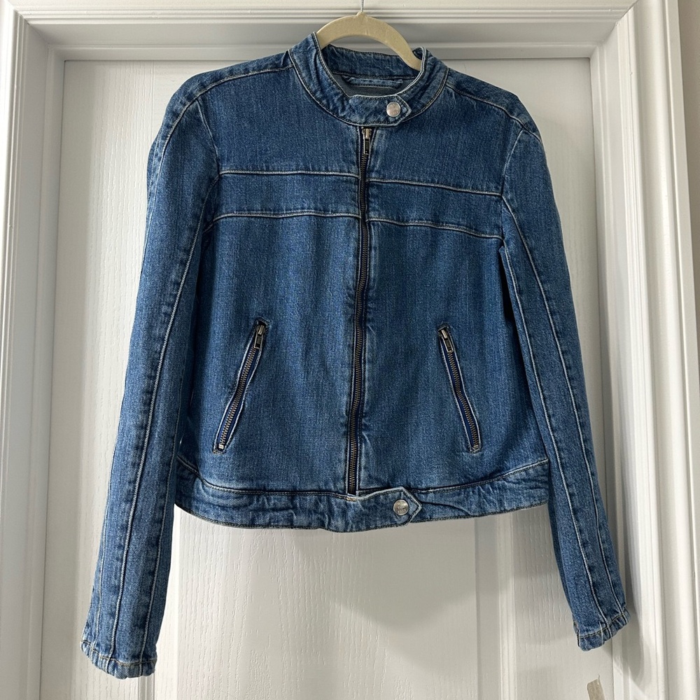 Free People denim moto jacket size S